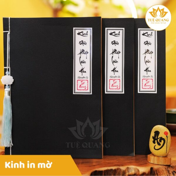 Sổ tay Chép Kinh Diệu Pháp Liên Hoa In Mờ Giấy Cổ Cao Cấp A4, Thành Kính, Vở Cỡ Chữ Lớn